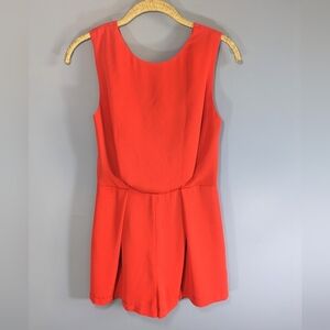Topshop Red Sleeveless Romper Blazk Lace Layered Back